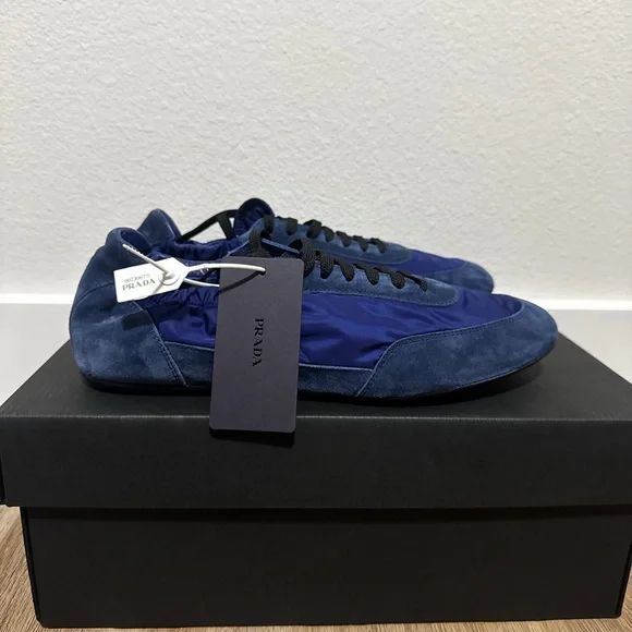 Prada Men's Navy and Black Sneakers